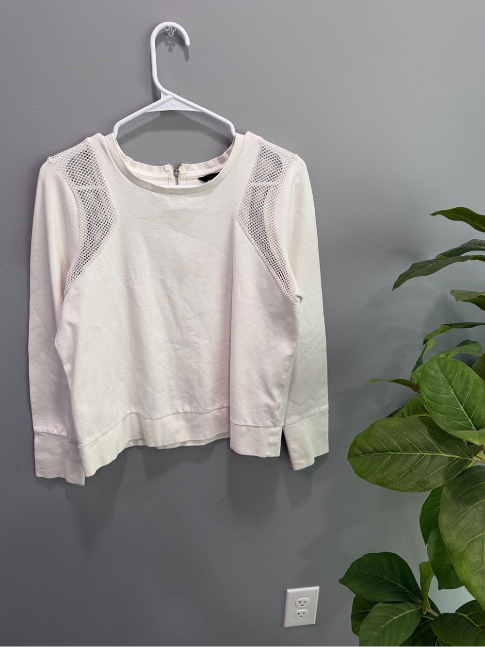 Banana Republic Off-White Crewneck Sweatshirt with Mesh Shoulders